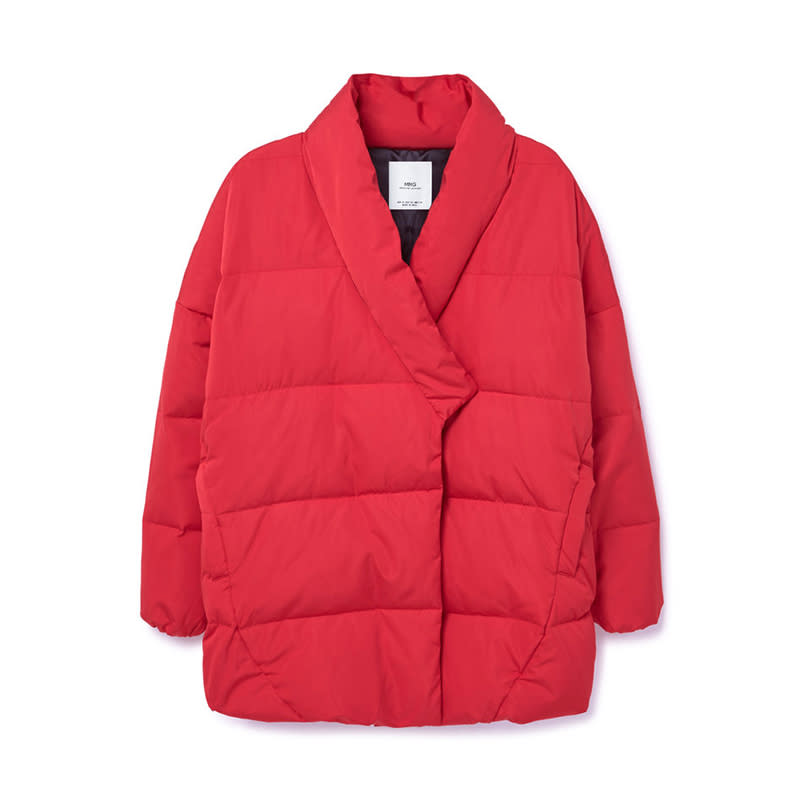 <a rel="nofollow noopener" href="http://www.anrdoezrs.net/links/3550561/type/dlg/http://shop.mango.com/US/p0/woman/clothing/coats/puffer--quilted/quilted-feather-coat?id=73088810_70&n=1&s=search" target="_blank" data-ylk="slk:Quilted Feather Coat, Mango, $130;elm:context_link;itc:0;sec:content-canvas" class="link ">Quilted Feather Coat, Mango, $130</a>