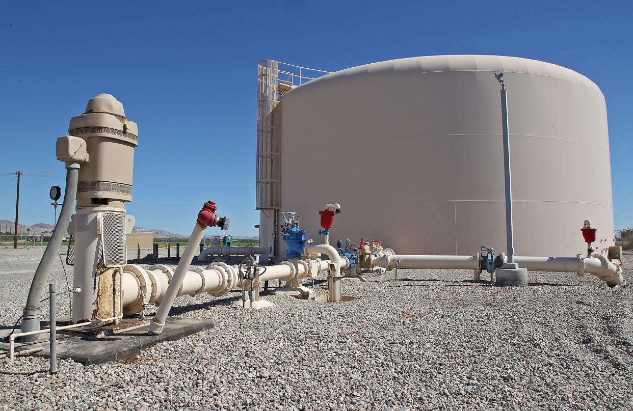 The well and reservoir at the Coachella Valley Water District's ion exchange water treatment plant near Mecca. CVWD uses two ion exchange treatment plants to remove arsenic from drinking water, and the treatment also removes chromium. Jay Calderon/The Desert Sun