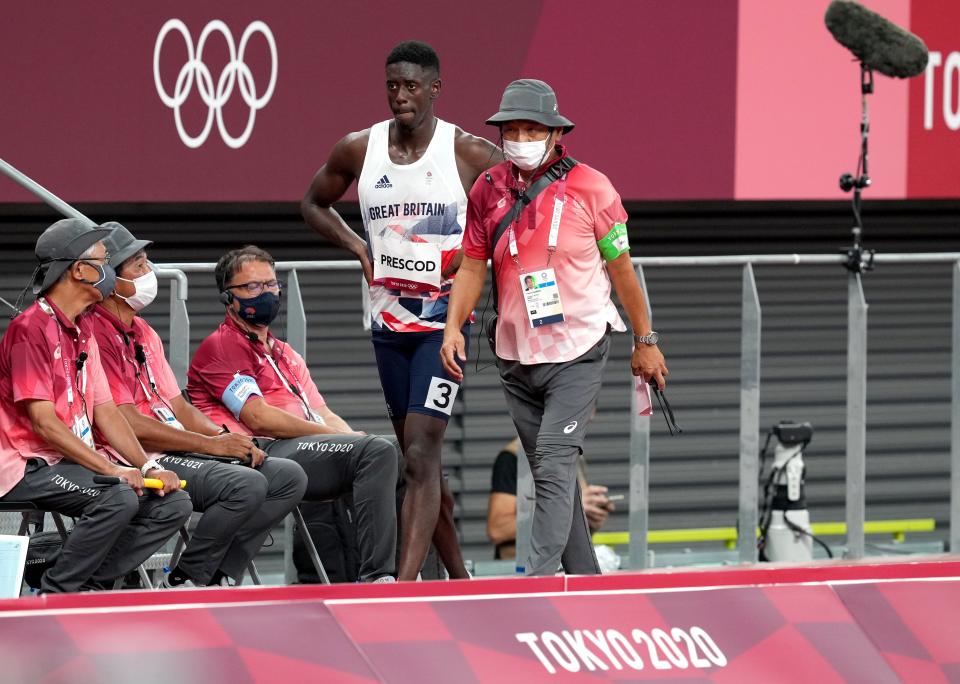 Great Britain’s Reece Prescod was disqualified for a false start. (Martin Rickett/PA) (PA Wire)