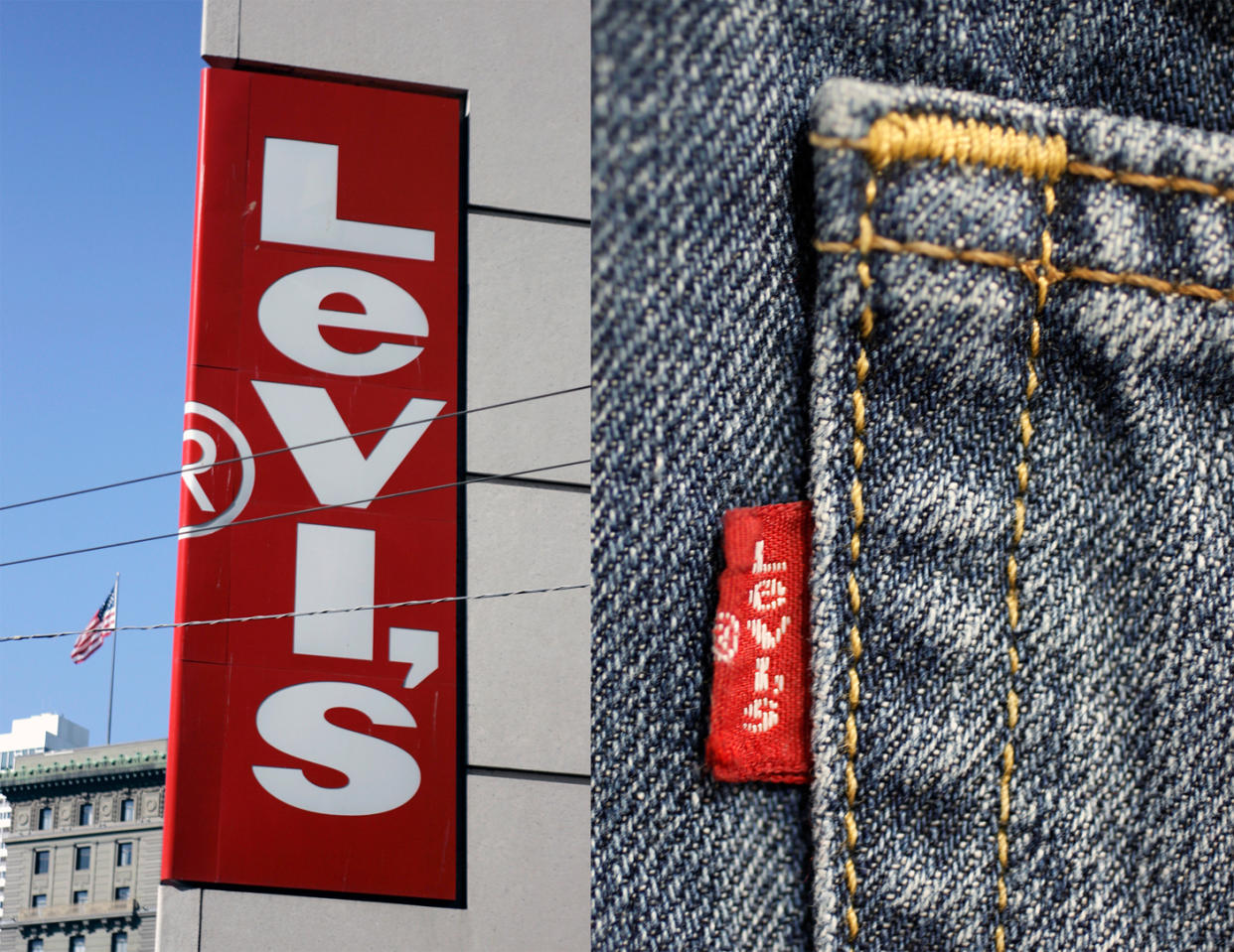 Das „Red Tab“ auf der rechten Hinterseite von Levi’s-Jeans bestätigen, dass die Jeans ein Original sind. Nur was, wenn darauf die Schrift fehlt? (Bild: AP Photo)