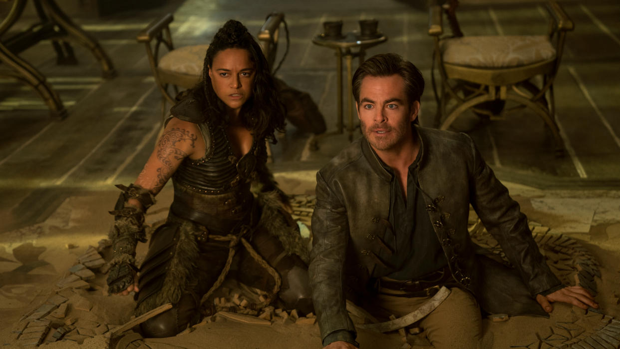  Chris Pine as Edgin and Michelle Rodriguez as Holga. 