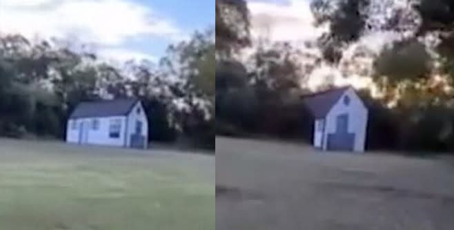 Ein Haus in einem TikTok-Video scheint sich zu drehen und eine optische Täuschung zu verursachen. (Bild: Screenshot/TikTok)