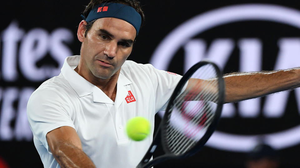 Roger Federer in action. Image: Getty