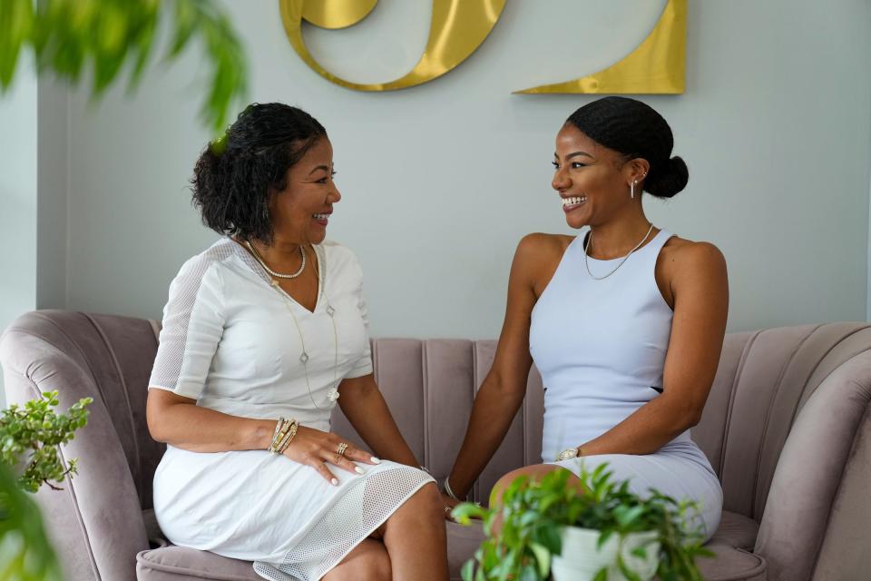 Joann Carter and her daughter Ashley Perryman pose for a photo at their family's business, Jewelry Lady fine diamond jewelry shop, on Thursday, June 16, 2022, in Indianapolis. Carter opened the shop in 2007 and Perryman is general manager. 