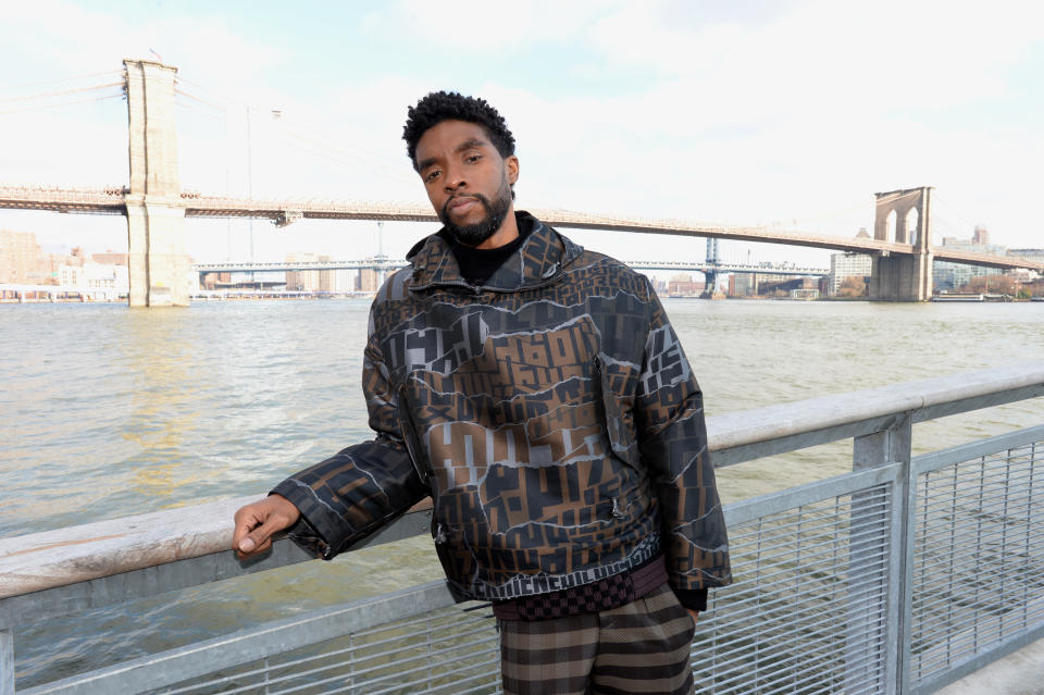 NEW YORK, NEW YORK - NOVEMBER 19: Chadwick Boseman poses for a photo at The Fulton on November 19, 2019 in New York City. (Photo by Brad Barket/Getty Images for STXfilms)