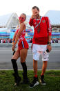 <p>Russia fans look on outside the stadium ahead of the 2018 FIFA World Cup Russia Quarter Final match between Russia and Croatia at Fisht Stadium on July 7, 2018 in Sochi, Russia. (Photo by Chris Brunskill/Fantasista/Getty Images) </p>