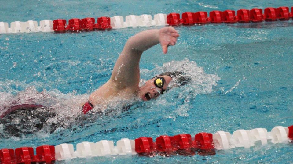 Megan Misurelli competing for the Albright College swimming team.