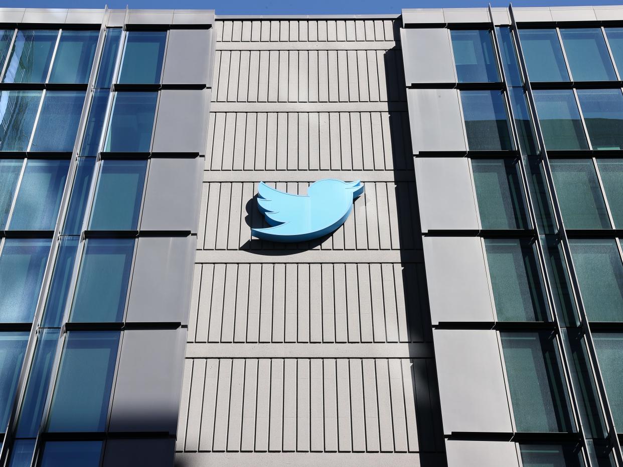 Twitter logo on building