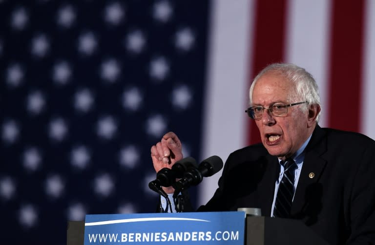 US Democratic presidential hopeful Bernie Sanders speaks during a rally in Concord, New Hampshire, on February 9, 2016