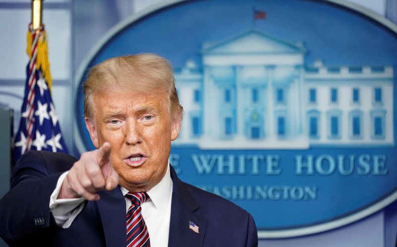 FILE PHOTO: U.S. President Trump holds coronavirus disease (COVID-19) pandemic briefing at the White House in Washington