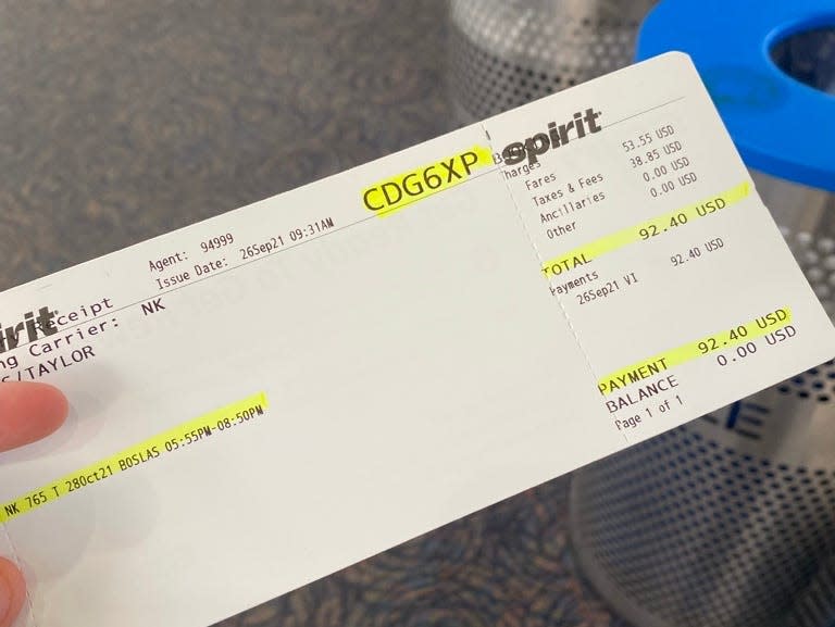 Spirit Airlines ticket bought at the airport