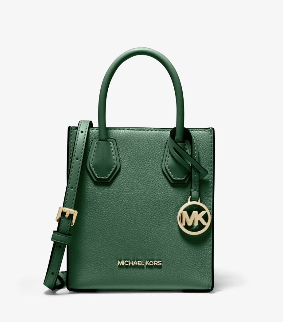 Mercer Extra-Small Pebbled Leather Crossbody Bag in jewel green (Photo via Michael Kors)