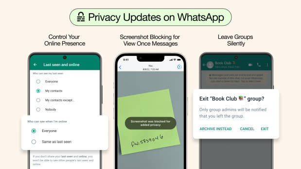 WhatsApp is launching three new privacy updates. (WhatsApp)