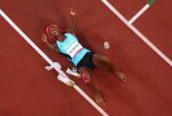 <p>Shaunae Miller-Uibo of Team Bahamas celebrates after winning the gold medal in the Women's 400m Final.</p>