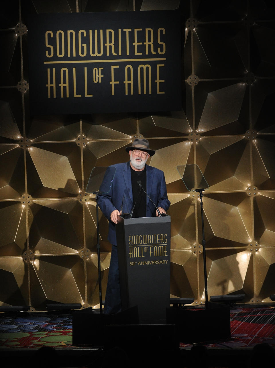 Jack Tempchin performs on stage at the 50th annual Songwriters Hall of Fame induction and awards ceremony at the New York Marriott Marquis Hotel on Thursday, June 13, 2019, in New York. (Photo by Brad Barket/Invision/AP)