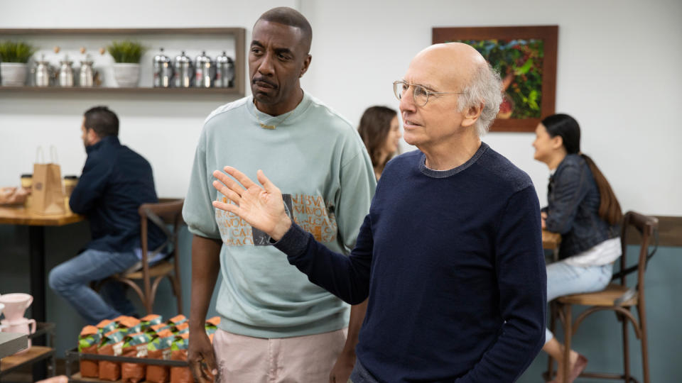 JB Smoove as Leon Black and Larry David as himself in Curb Your Enthusiasm