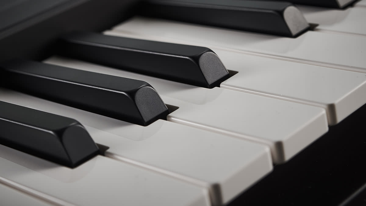  Close-up of music keyboard. 