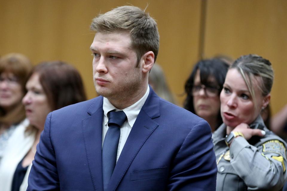 Christopher Gregor stands after the guilty verdicts to the aggavated manslaughter of his 6-year-old son Corey Micciolo and also child endangerment were read by the jury. The trial was held before Superior Court Judge Guy P. Ryan in Toms River Friday May 31, 2024.