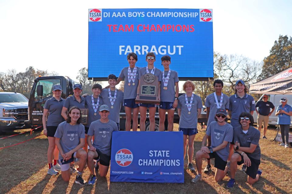 The Farragut High School boys cross country team took the AAA state championship this month at Sanders Ferry Park in Hendersonville, Tennessee.