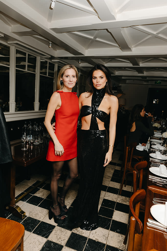 Marina Larroudé and model Brooks Nader at Larroudé’s Paris Fashion Week dinner. - Credit: Courtesy Image