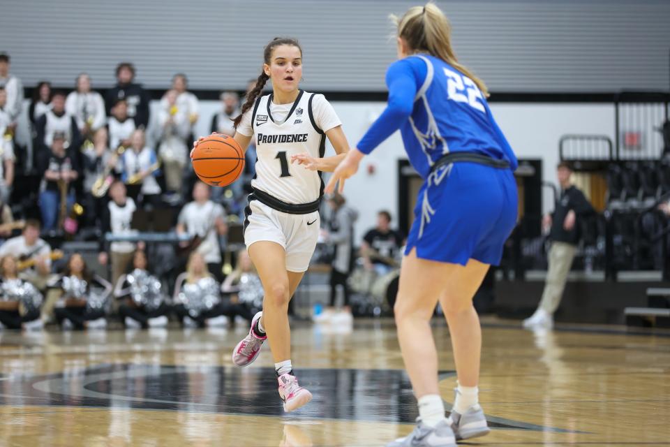 Providence's Kylee Sheppard, in action here last season, will miss the rest of this year due to an undisclosed injury, the school announced.