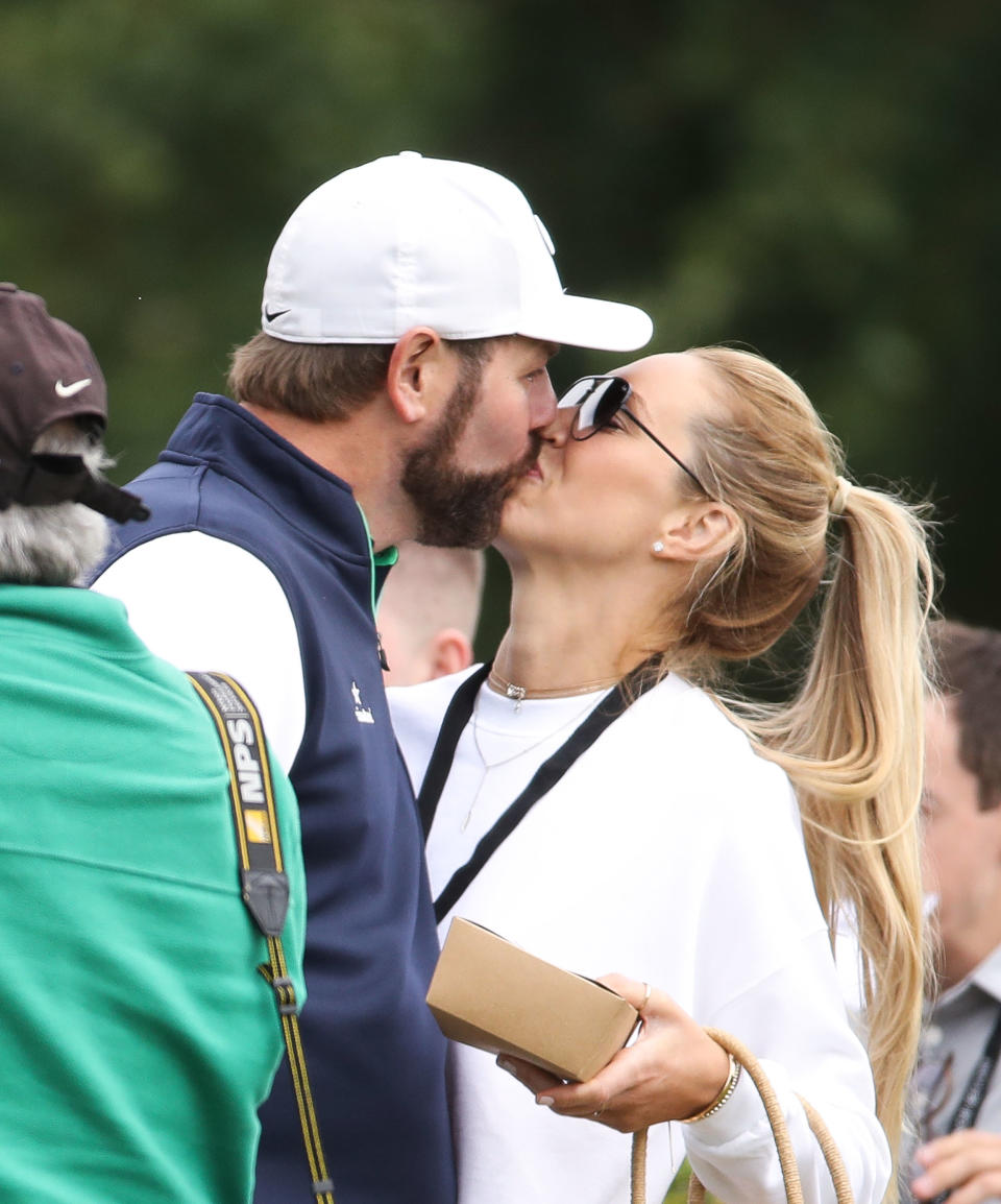 Brian McFadden and Danielle Parkinson during the 2018 'Celebrity Cup' at Celtic Manor Resort on June 30, 2018 in Newport, Wales.  (Photo by Mike Marsland/Mike Marsland/WireImage)