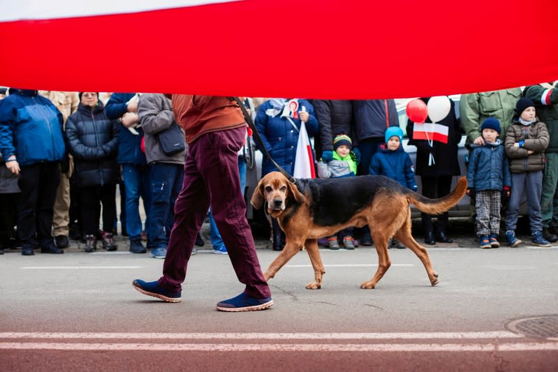 People mark the National Independence Day in Gdansk