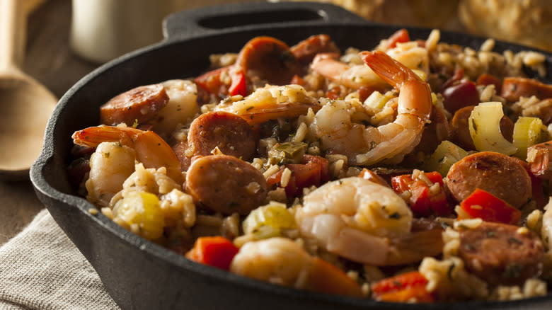 sausage and shrimp Cajun jambalaya