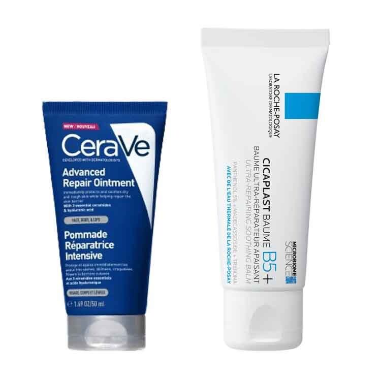 CeraVe’s Advanced Repair Ointment, La Roche Posay’s Cicaplast Baume B5+