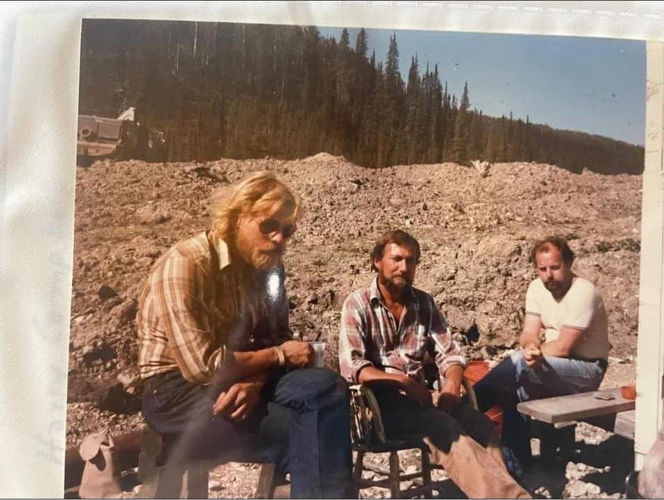 Undated photo of David Gould, centre, who was a placer miner in Dawson City, Yukon. Gould was killed when his neighbour's house exploded in Whitehorse, Nov. 14, 2023.