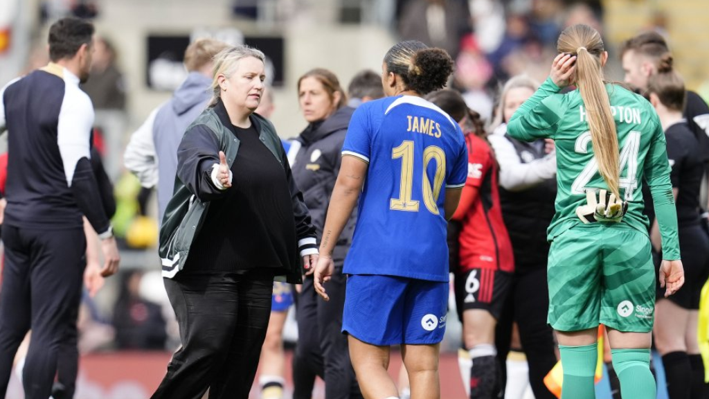 Emma Hayes with Lauren James at full time