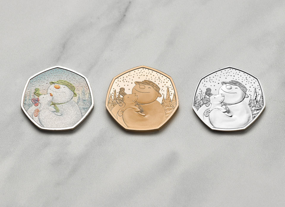 The Snowman and The Snowdog 50 pence coin. Photo: The Royal Mint