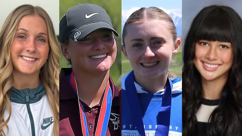 The four individual region champs were, from left, Orem’s Kaylee Westfall, Pine View’s Alyssa Butterfus, Stansbury’s Kamry Bryan and Ridgeline’s Maddie Fujimoto.