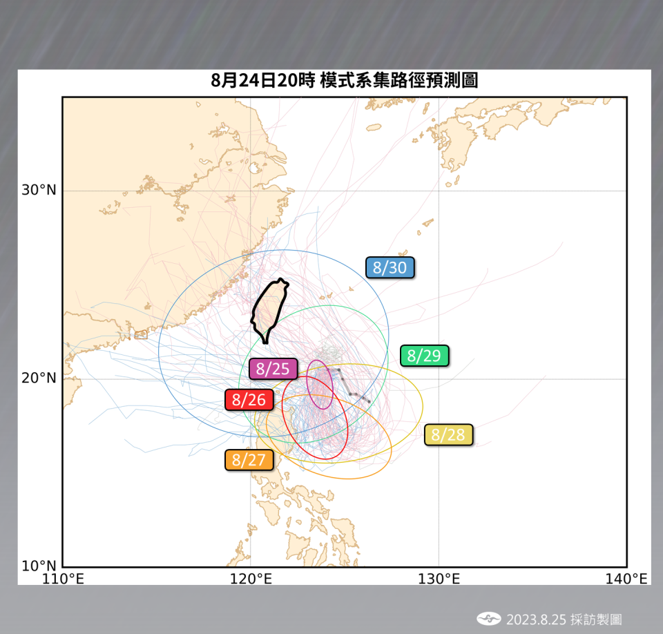 蘇拉颱風糸集模式預測圖。（圖／氣象局）