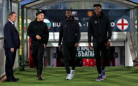 Jadon Sancho (left), Fikayo Tomori (centre) and Tammy Abraham (right) witnessed racist abuse in Bulgaria - Credit: pa