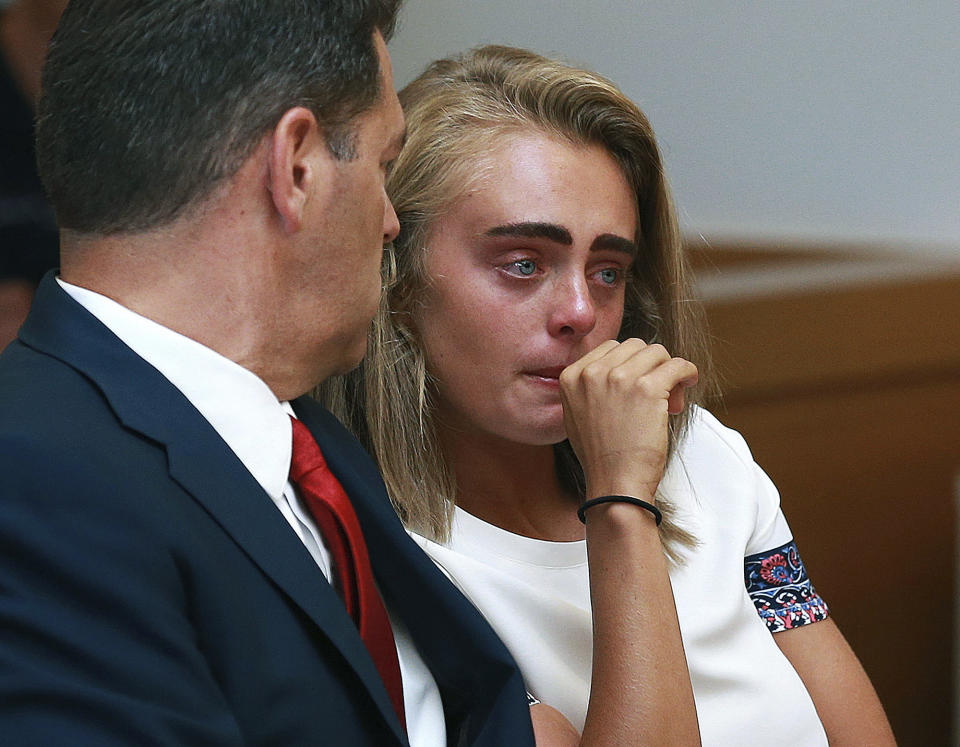 Michelle Carter is seen during her sentencing for involuntary manslaughter in 2017. She was convicted of encouraging her boyfriend, Conrad Roy III, to kill himself in July 2014. (Photo: ASSOCIATED PRESS)