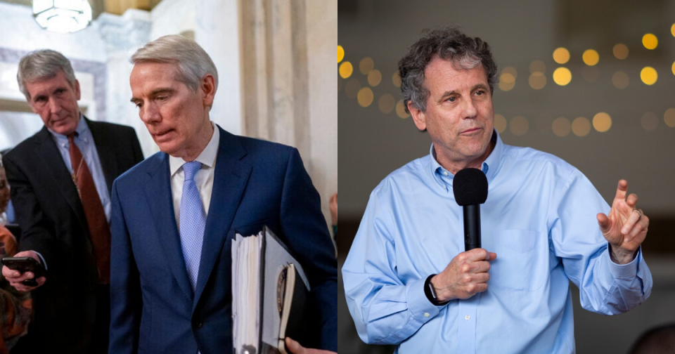 Republican Sen. Rob Portman of Terrace Park (left) and Democratic Sen. Sherrod Brown