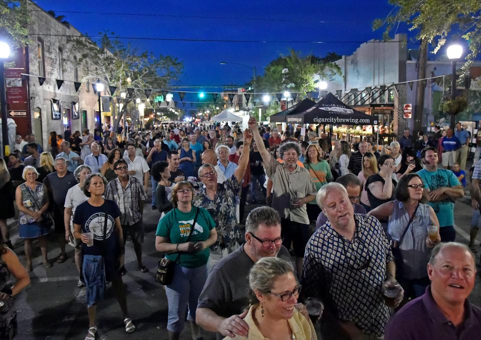 Downtown Sarasota's Gator Club, known for hosting block parties such as the Bourbon Rock and Blues Bash pictured here in 2017, will throw a St. Patrick's Day block party.