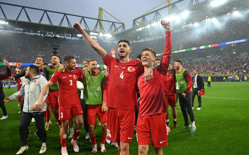 Turkey players celebrate their win