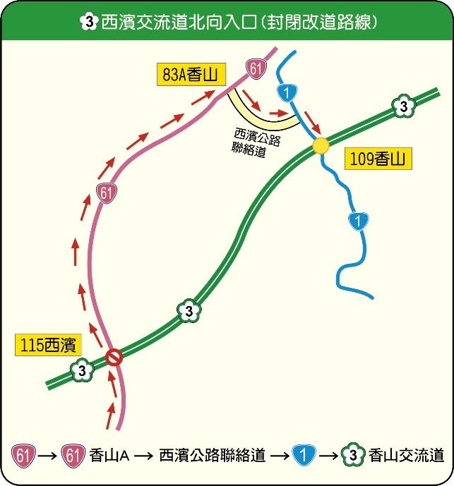 113年元旦連續假期國道替代道路。高公局提供