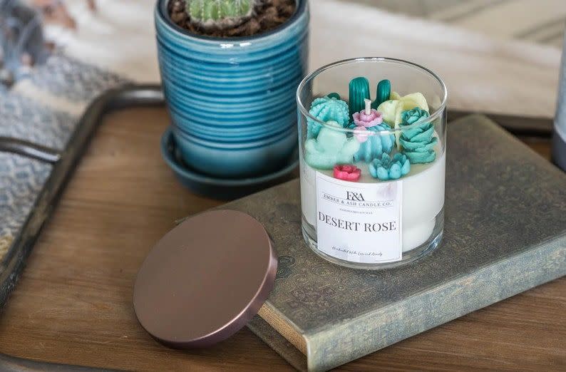 Desert Rose Succulent Candle