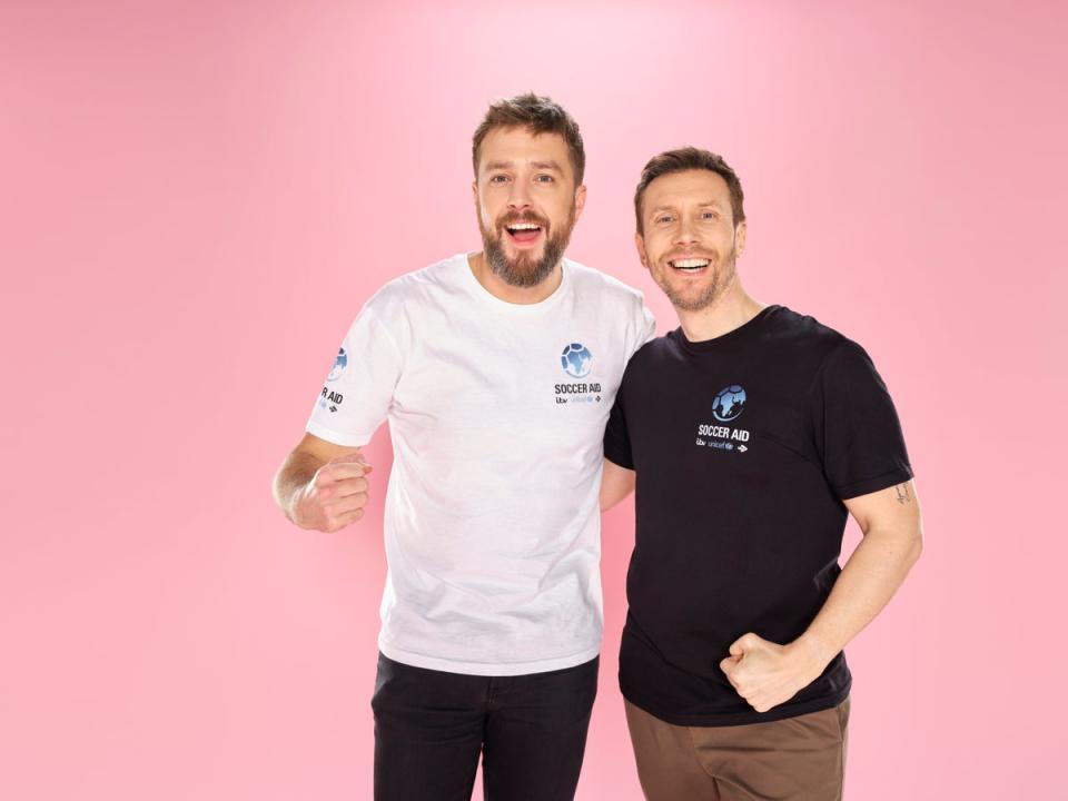 Iain Stirling returned to commentate Soccer Aid alongside ITV’s Sam Matterface (ITV)