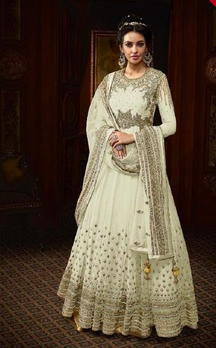 WHITE EMBROIDERED NET SALWAR 