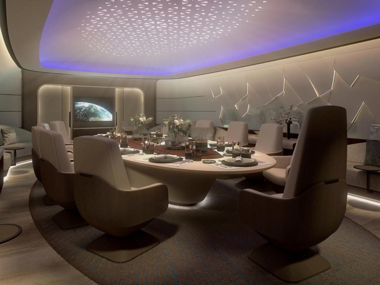 Lufthansa Technik BBJ 777-9 conference room concept image.