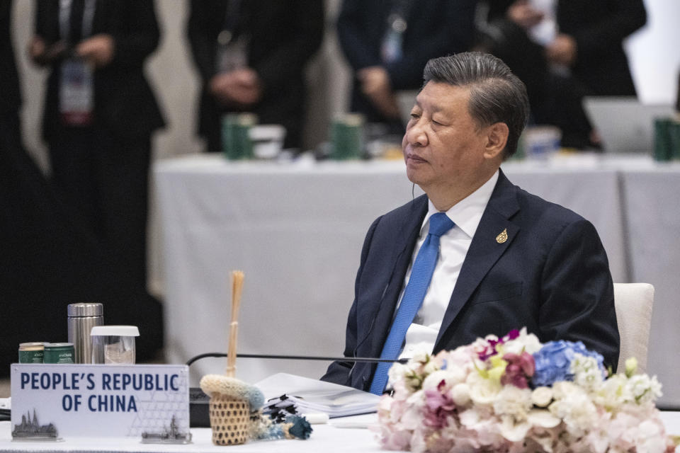 Chinese President Xi Jinping attends a leaders' meeting at the Asia-Pacific Economic Cooperation, APEC summit, Saturday, Nov. 19, 2022, Bangkok, Thailand. (Haiyun Jiang/The New York Times via AP, Pool)