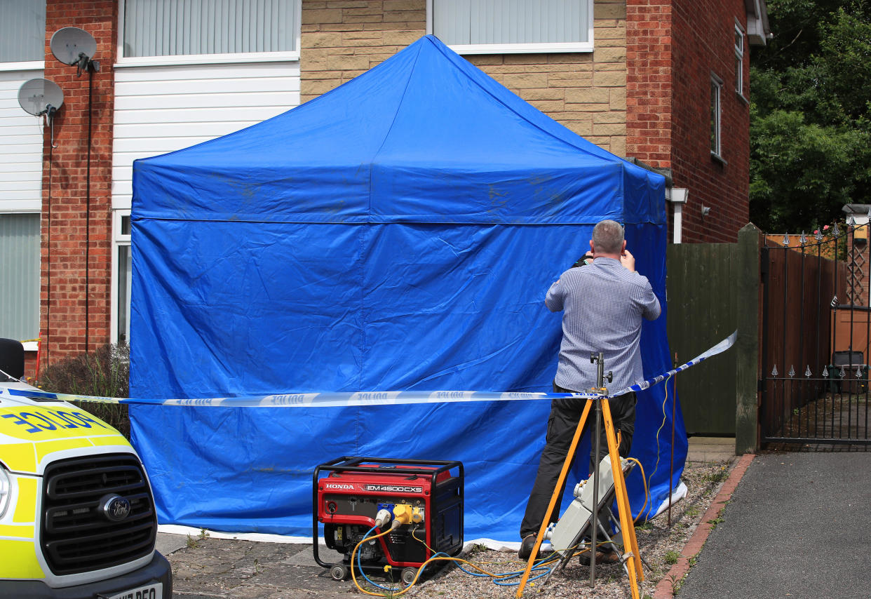 Police at the home of Lucy Letby in Chester, the nurse has been re-arrested on suspicion of the murders of eight babies at a hospital neo-natal unit.