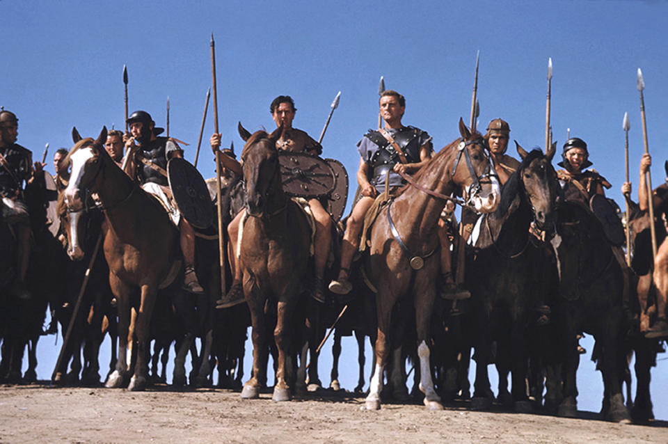 Actor Kirk Douglas on the set of the 1960 film 'Spartacus'. (Photo by Richard C. Miller/Donaldson Collection/Getty Images)