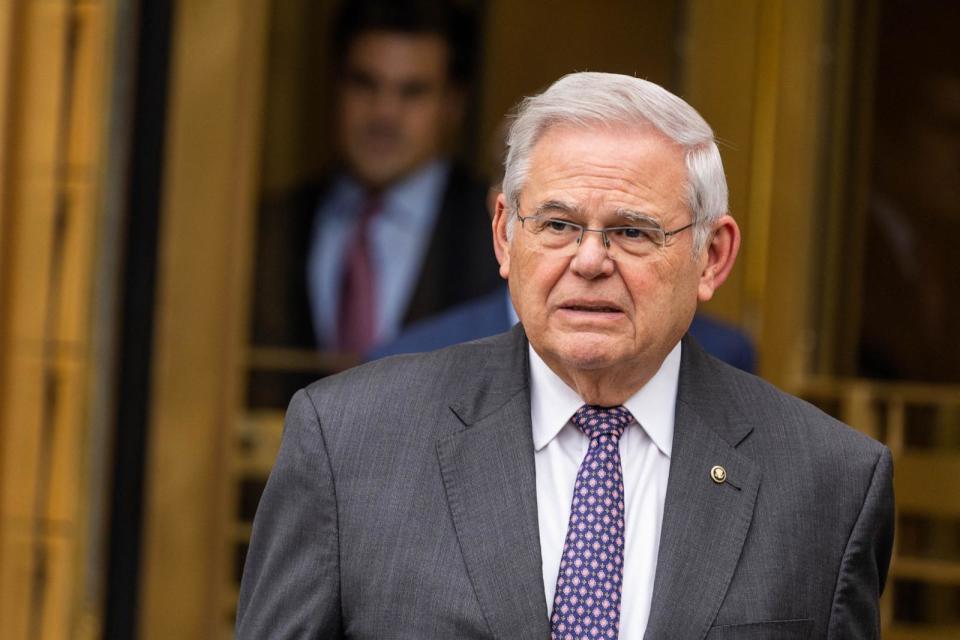 PHOTO: Sen. Bob Menendez departs Manhattan Federal Court, in New York City, May 14, 2024.  (Alex Kent/AFP via Getty Images)