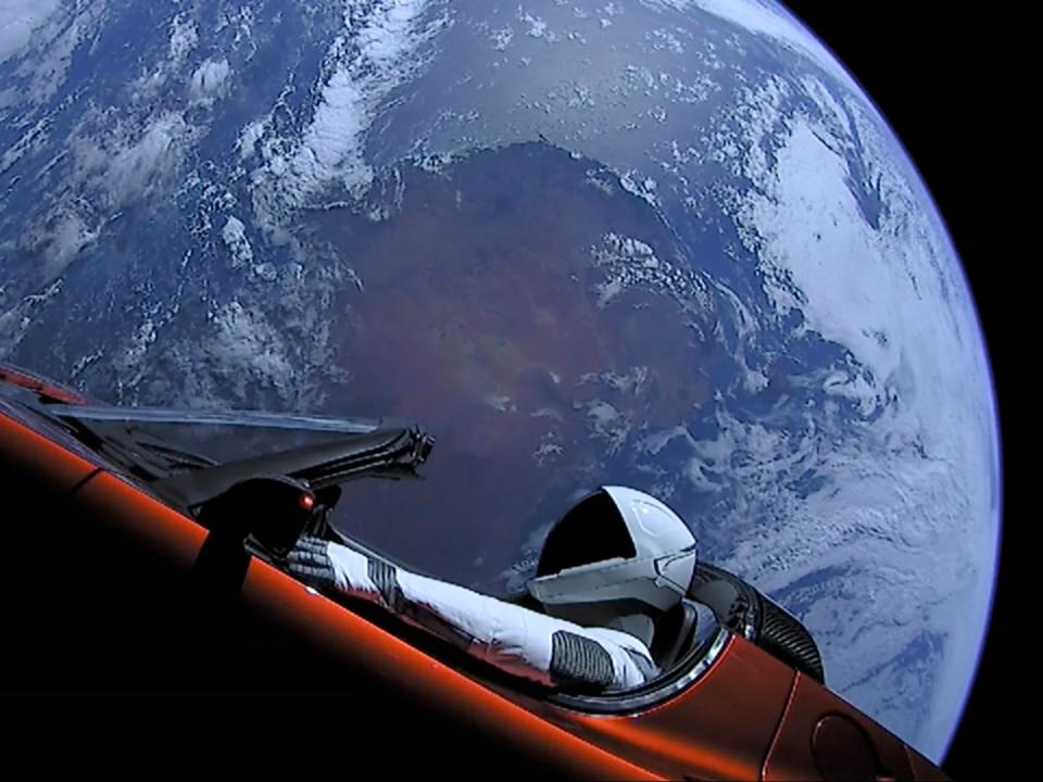 tesla roadster space