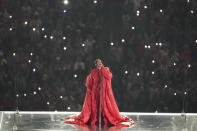 FILE - Rihanna performs during the halftime show at the NFL Super Bowl 57 football game between the Kansas City Chiefs and the Philadelphia Eagles on Feb. 12, 2023, in Glendale, Ariz. (AP Photo/Charlie Riedel, File